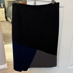 White House Black Market Black, Navy & Gray Panel Pencil Skirt